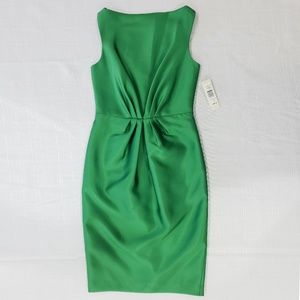 New with tags Badgley Mischka Size 2 Emerald Satin Sleeveless Midi Dress